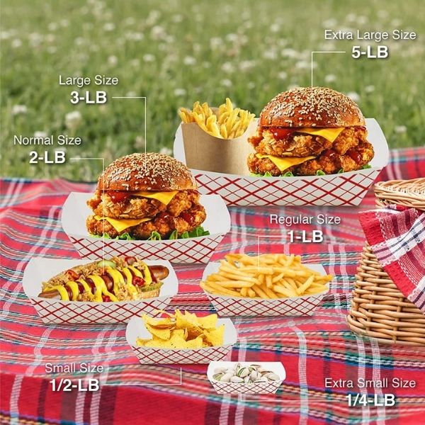 Red Check Paper Food Tray Silmon Wholesale Red Check Paper Food Tray Silmon Wholesale
